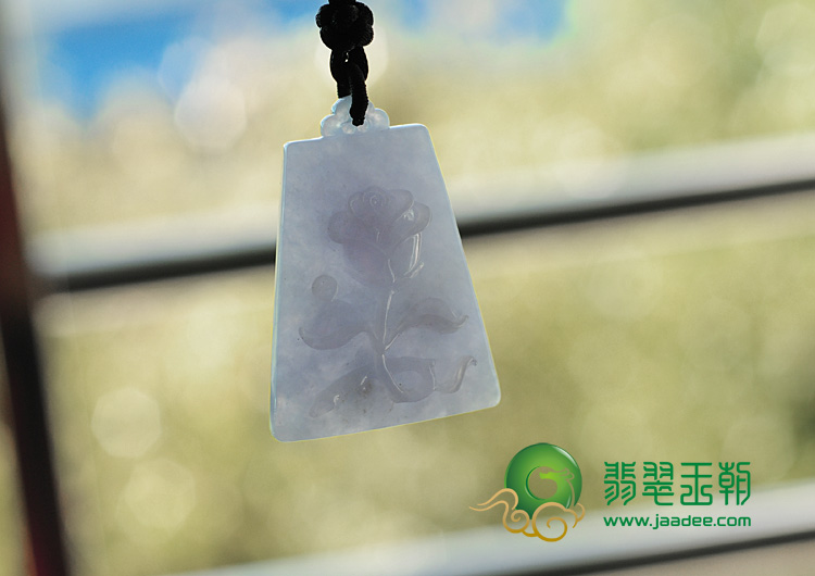 冰种紫罗兰缅甸翡翠玫瑰挂件