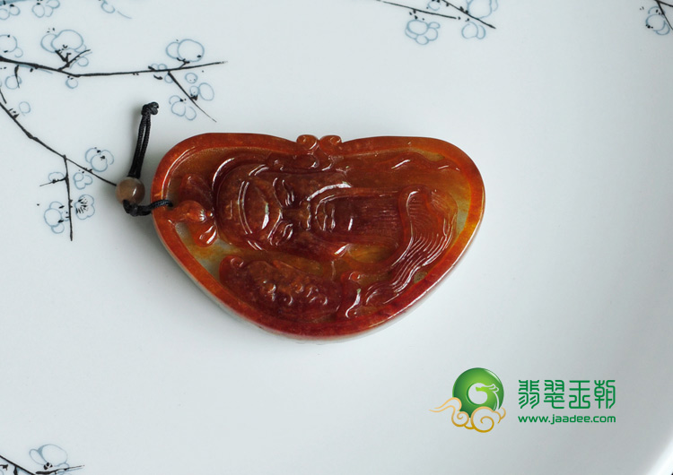 糯冰种褐红翡缅甸翡翠关公头挂件