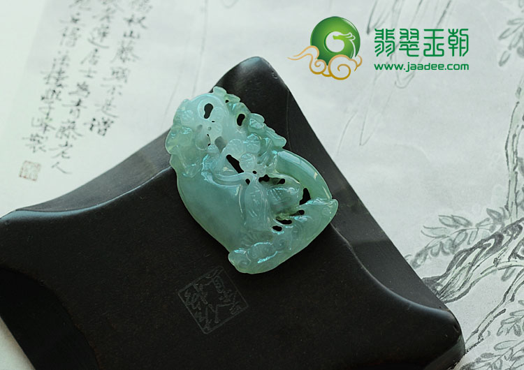 冰种晴水缅甸翡翠喜上眉梢挂件