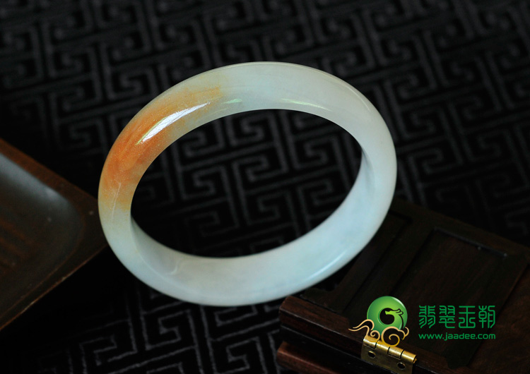 糯冰种红黄翡缅甸翡翠手镯（52.7mm ）