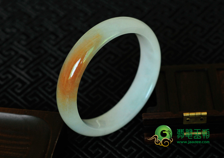 糯冰种红黄翡缅甸翡翠手镯（52.7mm ）