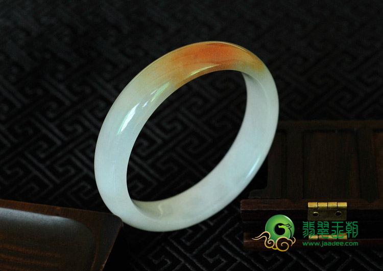 糯冰种红黄翡缅甸翡翠手镯（52.7mm ）