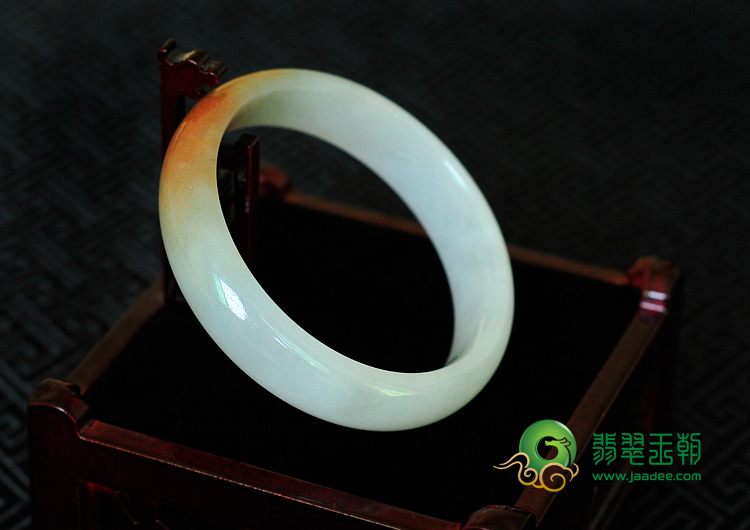 糯冰种红黄翡缅甸翡翠手镯（52.7mm ）