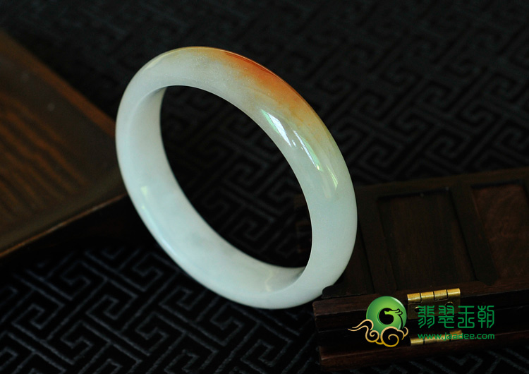 糯冰种红黄翡缅甸翡翠手镯（52.7mm ）