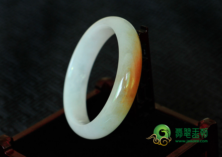 糯冰种红黄翡缅甸翡翠手镯（52.7mm ）