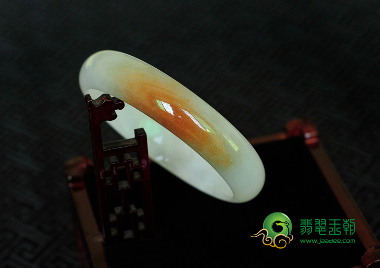 糯冰种红黄翡缅甸翡翠手镯（52.7mm ）