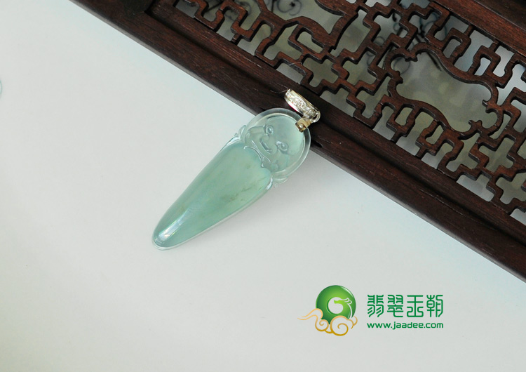 冰玻种晴水缅甸翡翠福寿挂件