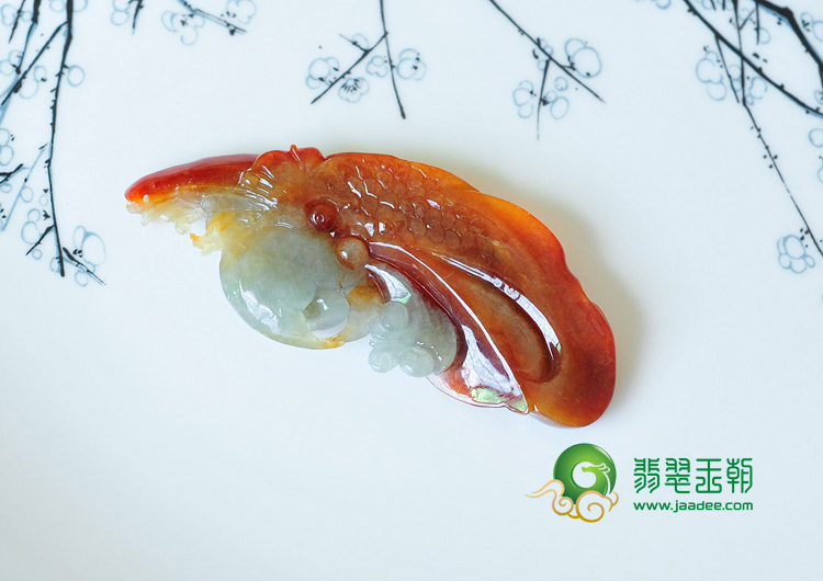 糯冰种红翡缅甸翡翠英明神武挂件