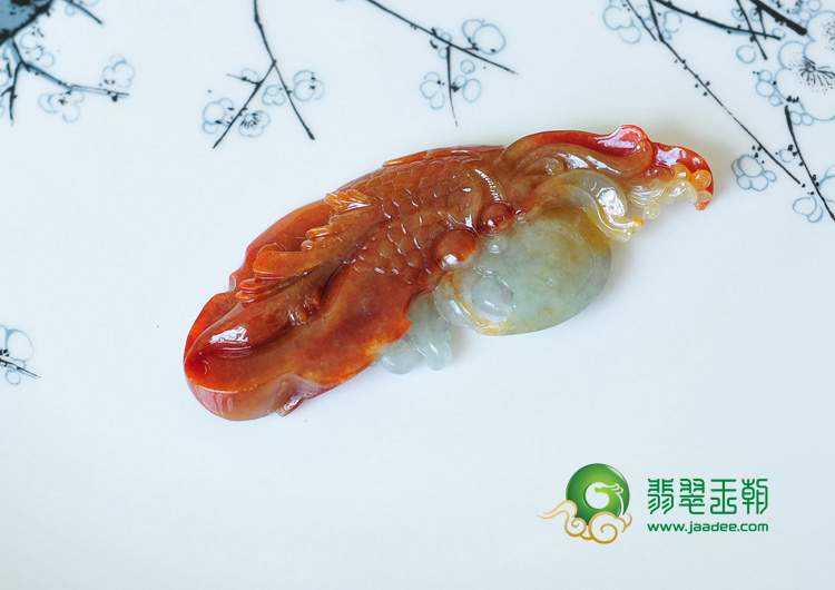 糯冰种红翡缅甸翡翠英明神武挂件