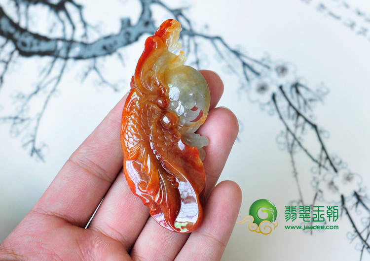 糯冰种红翡缅甸翡翠英明神武挂件