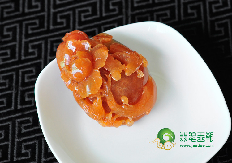 糯冰种红黄翡缅甸翡翠富贵双喜挂件