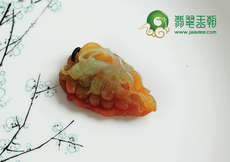 冰种红黄翡缅甸翡翠化蝶飞挂件