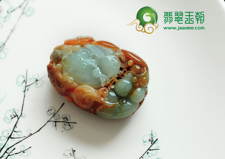 糯冰种红翡缅甸翡翠年年有余挂件/手玩件