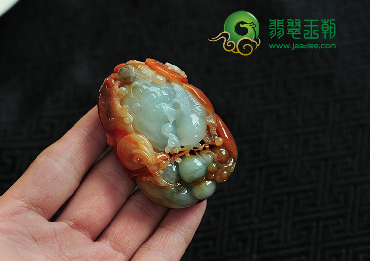 糯冰种红翡缅甸翡翠年年有余挂件/手玩件