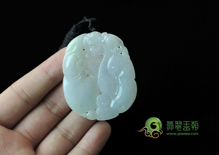 糯冰种淡紫罗兰飘翠缅甸翡翠如意寿挂件