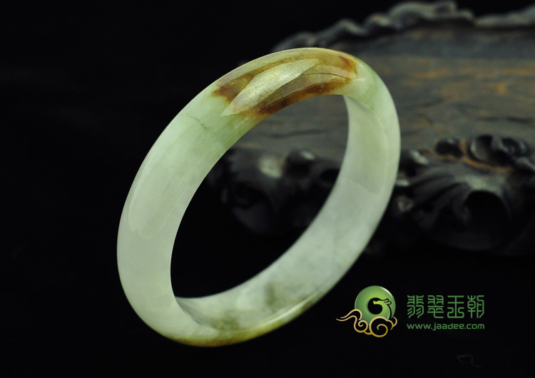 糯冰种褐黄翡缅甸翡翠手镯（56mm）