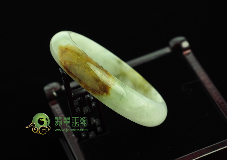 糯冰种褐黄翡缅甸翡翠手镯（56mm）