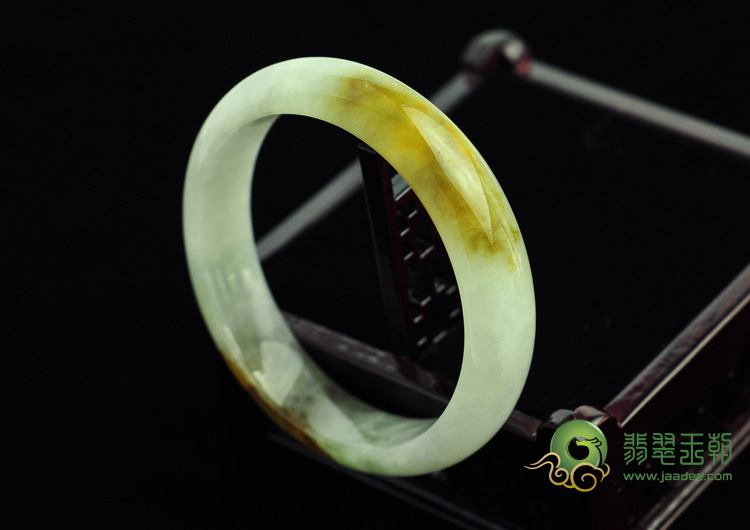 糯冰种褐黄翡缅甸翡翠手镯（56mm）