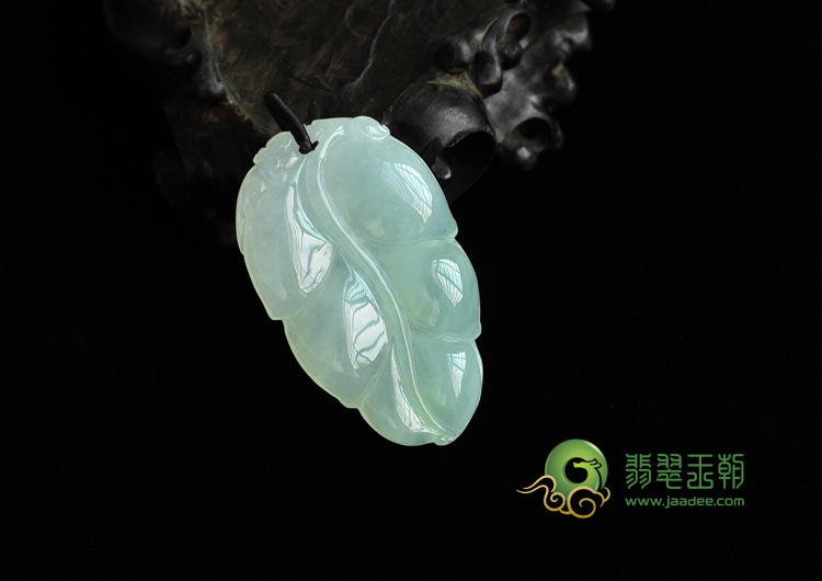 冰种晴水缅甸翡翠叶子挂件