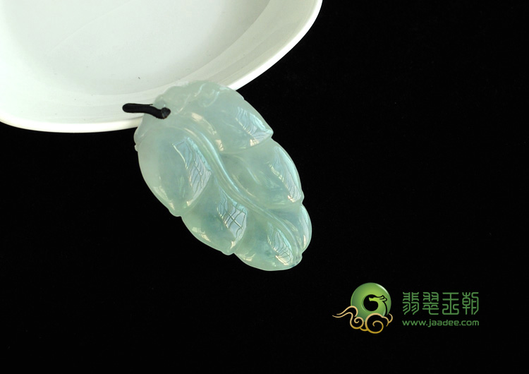 冰种晴水缅甸翡翠叶子挂件