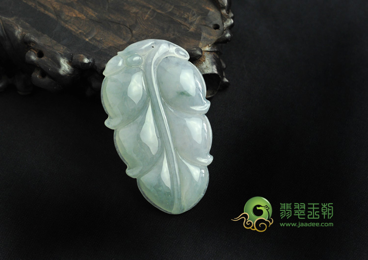 糯冰种紫罗兰飘花缅甸翡翠叶子挂件