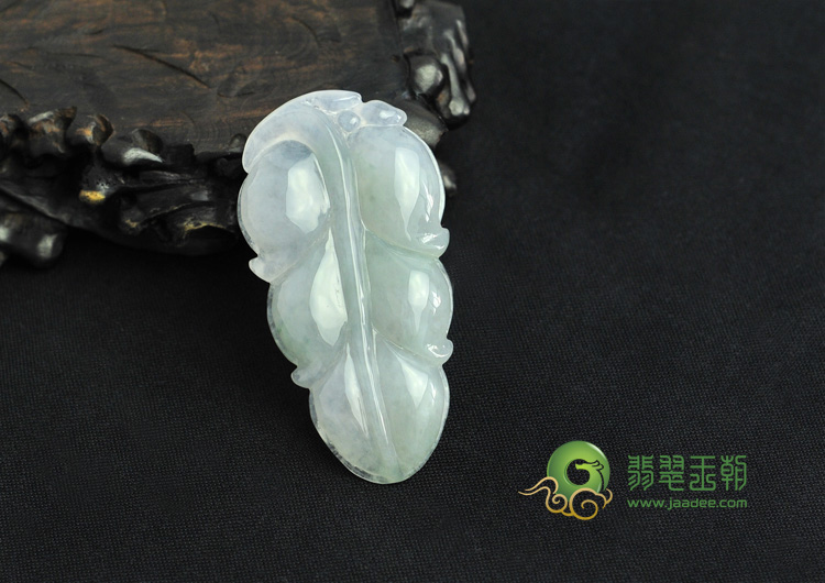 糯冰种淡紫罗兰缅甸翡翠叶子挂件