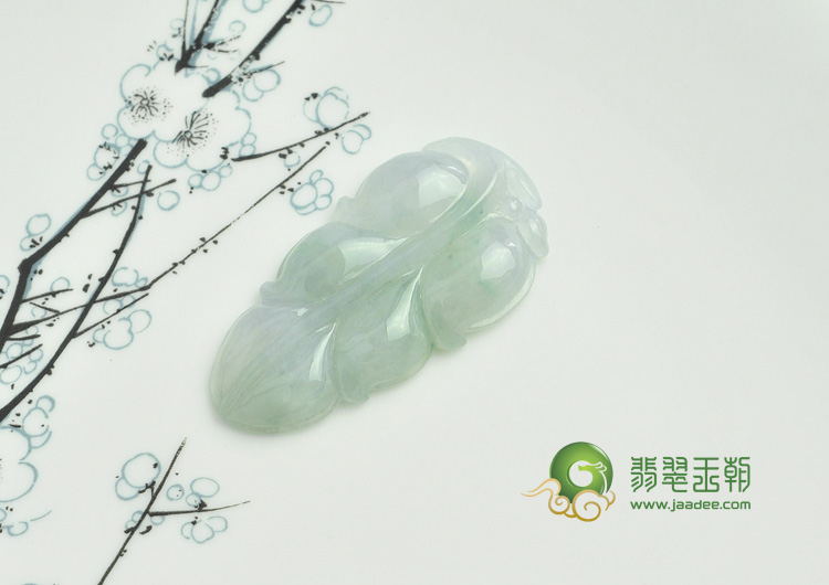 糯冰种淡紫罗兰缅甸翡翠叶子挂件