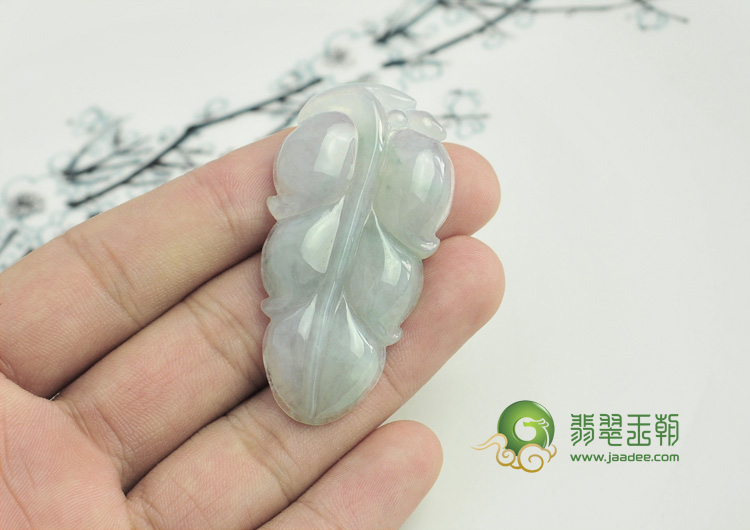 糯冰种淡紫罗兰缅甸翡翠叶子挂件