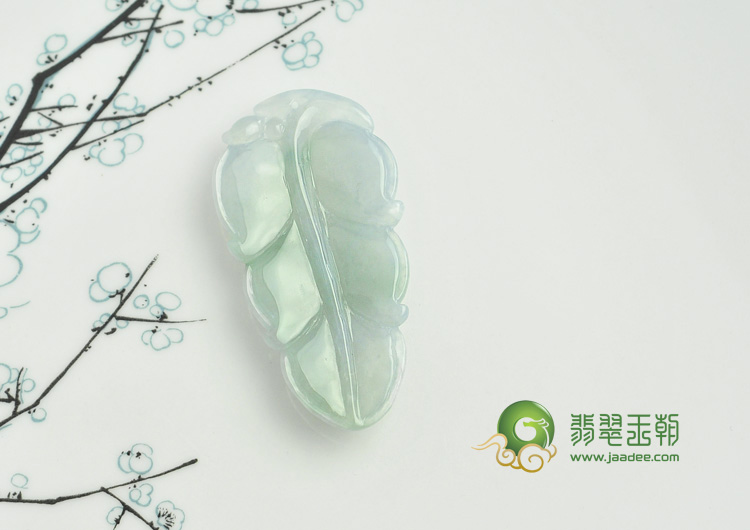 糯冰种淡紫罗兰缅甸翡翠叶子挂件