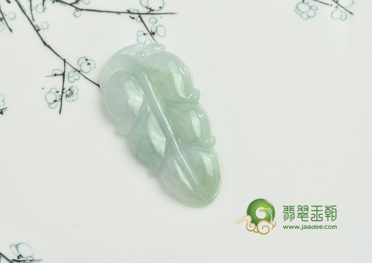 糯冰种淡紫罗兰缅甸翡翠叶子挂件