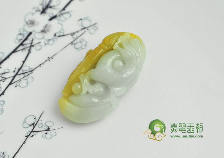 细糯种黄翡缅甸翡翠画龙点睛挂件