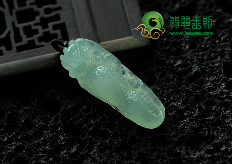 冰种淡晴水缅甸翡翠生意兴隆挂件