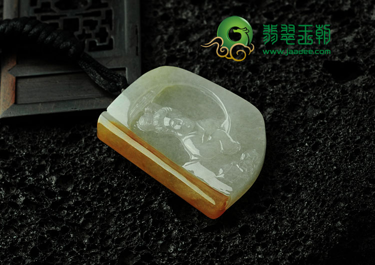 糯冰种黄翡缅甸翡翠书中颜如玉挂件
