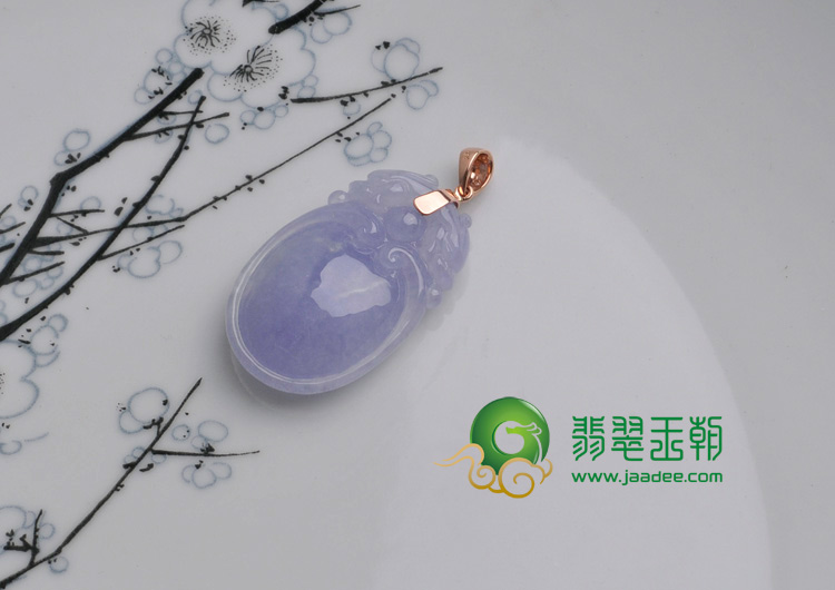 糯冰种紫罗兰缅甸翡翠双龙戏珠挂件