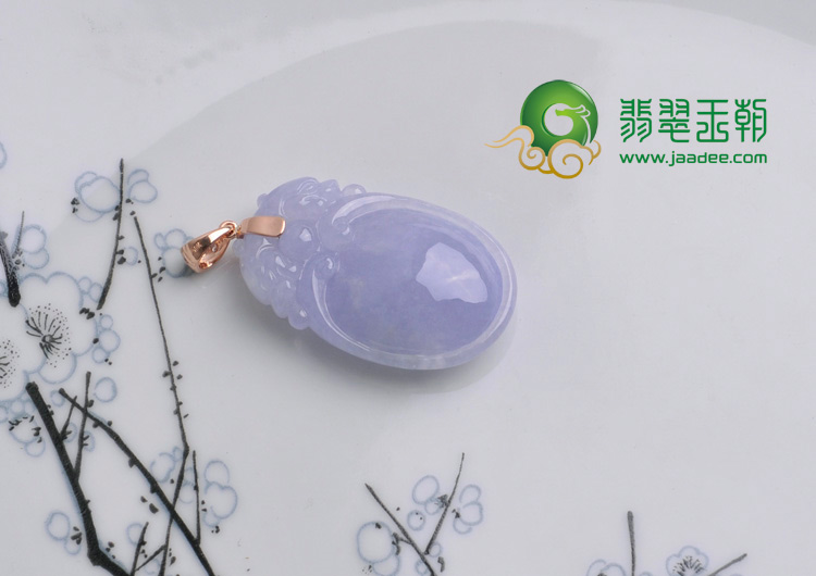 糯冰种紫罗兰缅甸翡翠双龙戏珠挂件