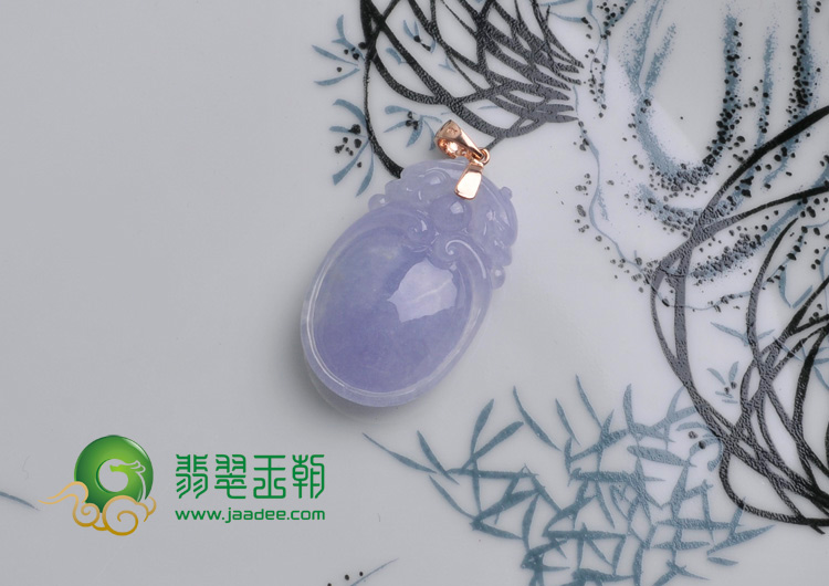 糯冰种紫罗兰缅甸翡翠双龙戏珠挂件