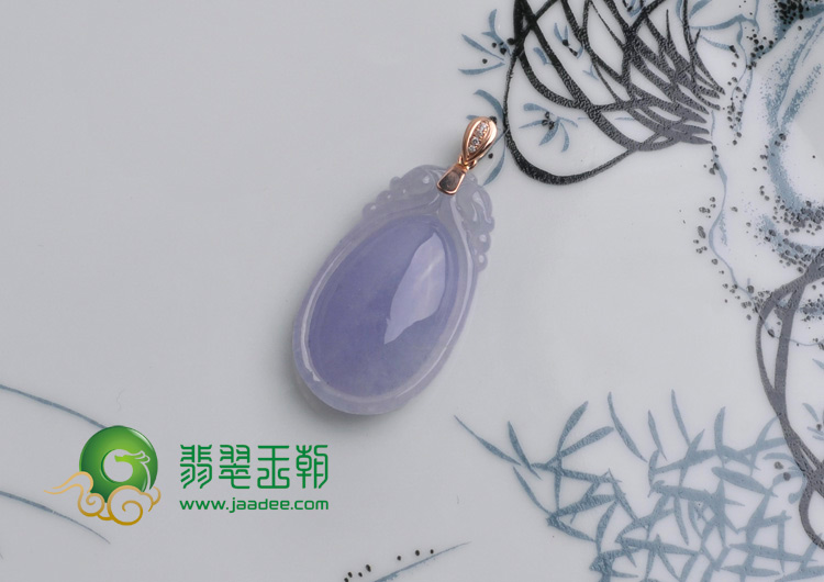 糯冰种紫罗兰缅甸翡翠双龙戏珠挂件