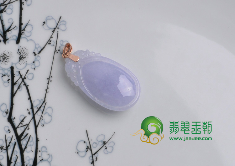 糯冰种紫罗兰缅甸翡翠双龙戏珠挂件