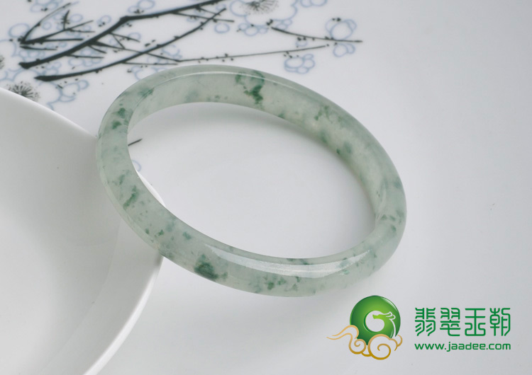 冰种飘花缅甸翡翠手镯（53.8）