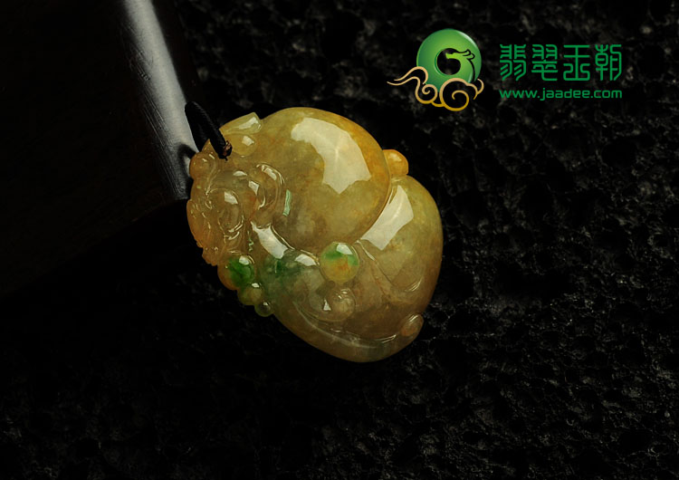 糯冰种黄加绿缅甸翡翠福禄寿挂件
