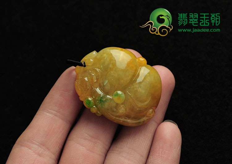 糯冰种黄加绿缅甸翡翠福禄寿挂件