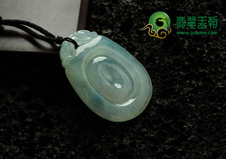 冰种晴水略飘花缅甸翡翠福在眼前挂件