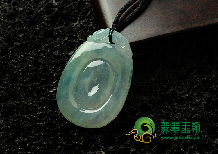 冰种晴水略飘花缅甸翡翠福在眼前挂件