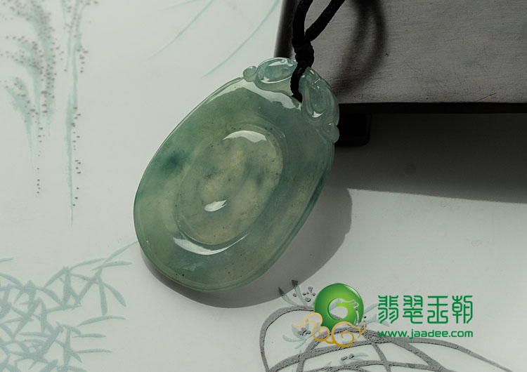 冰种晴水略飘花缅甸翡翠福在眼前挂件