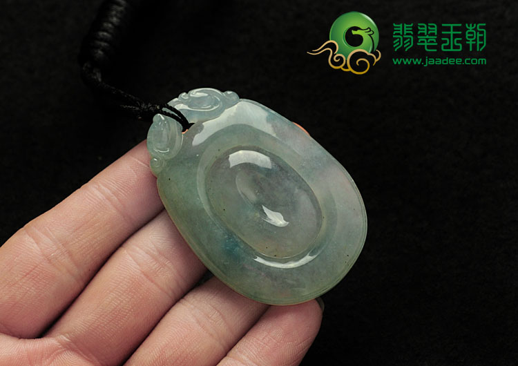 冰种晴水略飘花缅甸翡翠福在眼前挂件