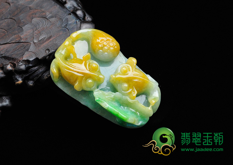 糯冰种三彩缅甸翡翠金玉满堂挂件