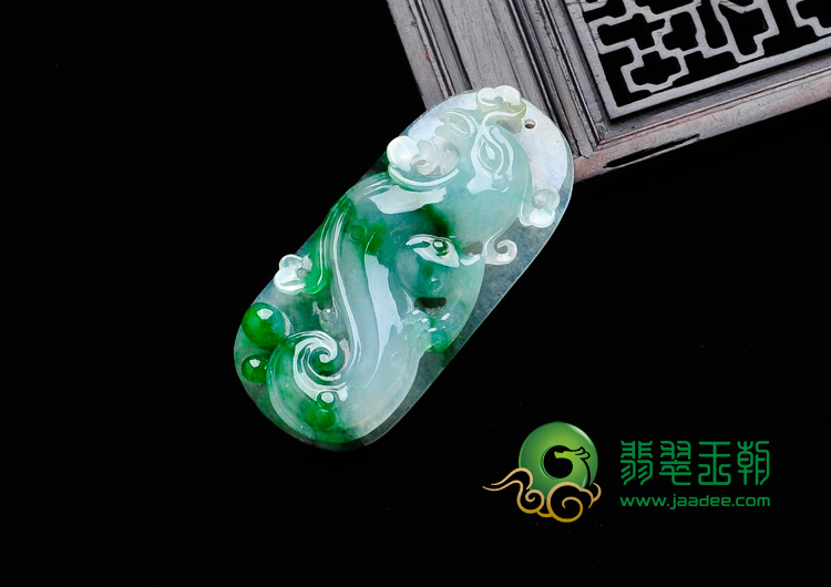 冰种翠绿缅甸翡翠凤凰挂件