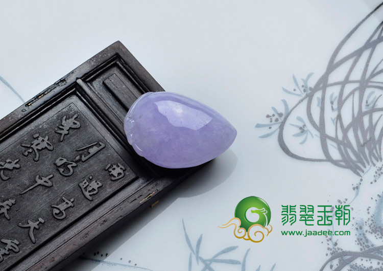 糯冰种紫罗兰缅甸翡翠寿桃挂件
