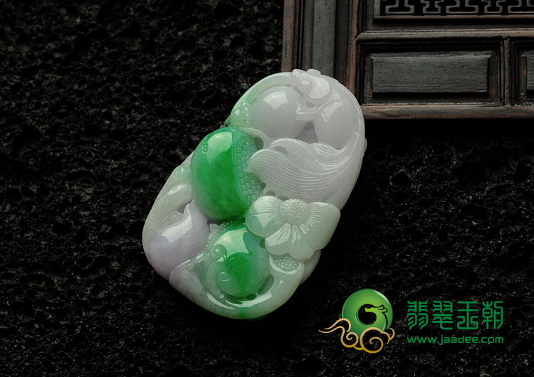 糯冰种春带彩缅甸翡翠金玉满堂挂件