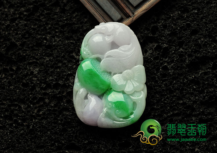 糯冰种春带彩缅甸翡翠金玉满堂挂件